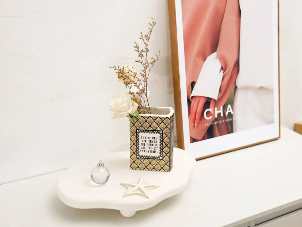 Navy Ceramic Book Vase