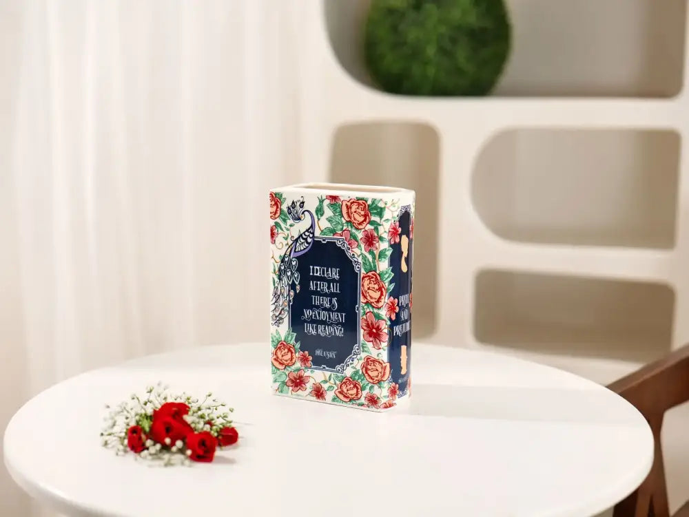 Navy Ceramic Book Vase