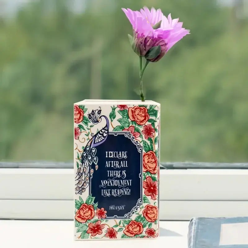 Navy Ceramic Book Vase