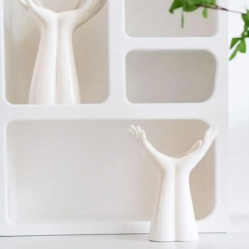 White Hand Resin Vase