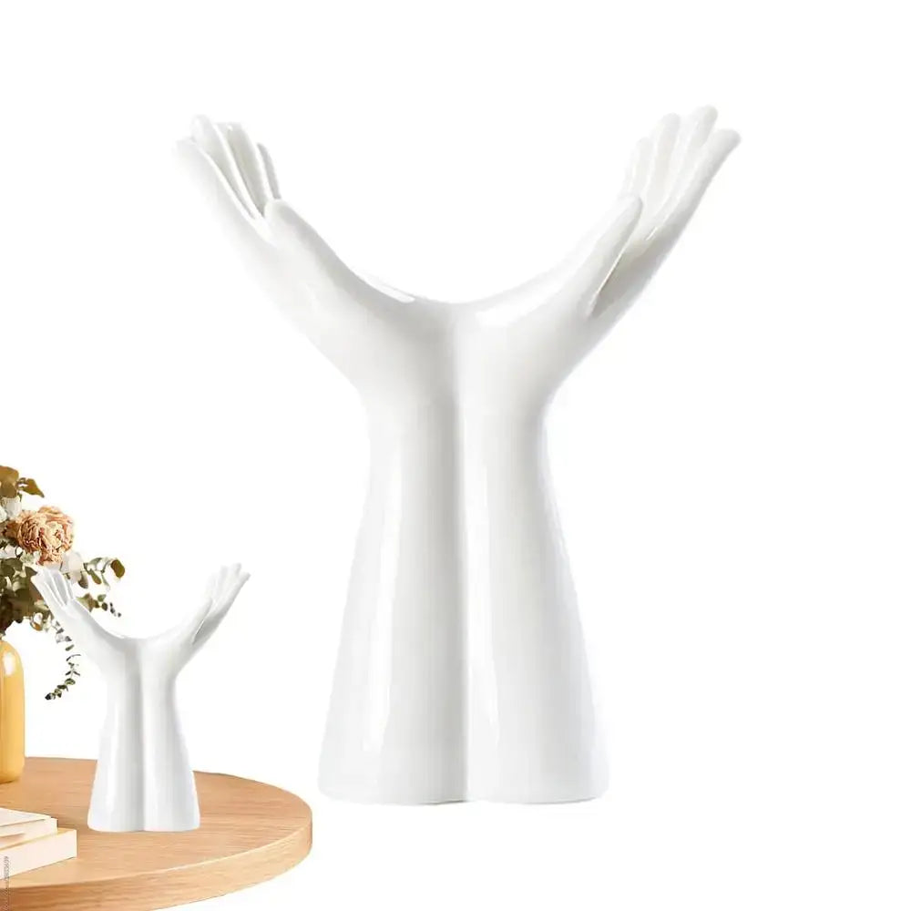 White Hand Resin Vase
