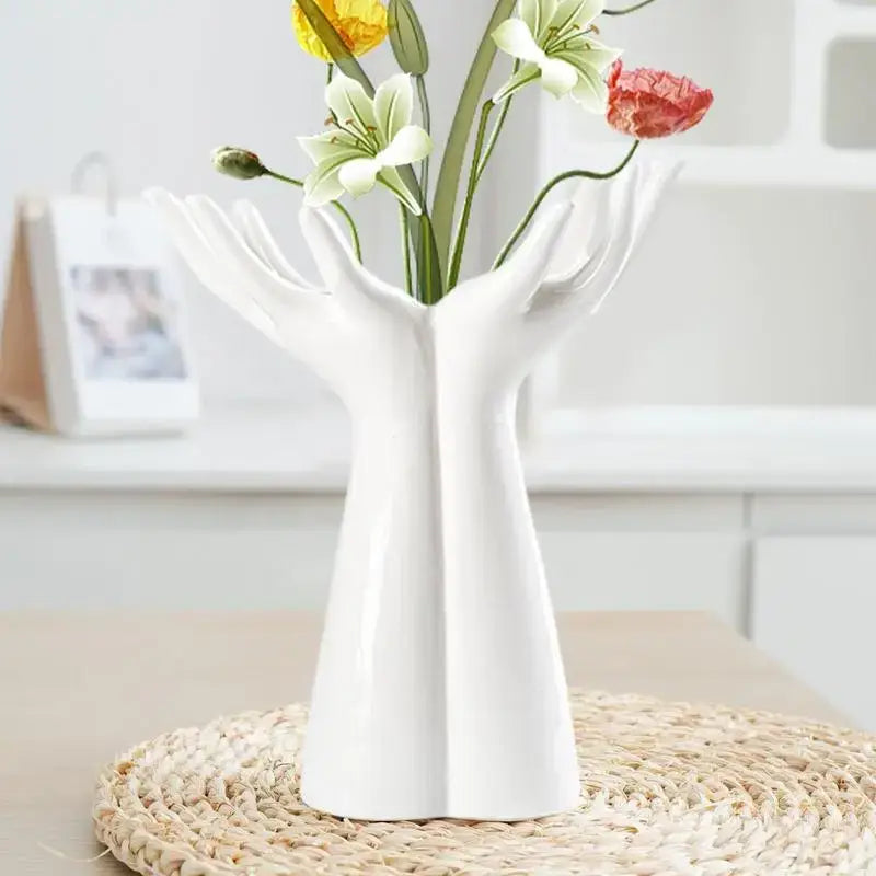 White Hand Resin Vase