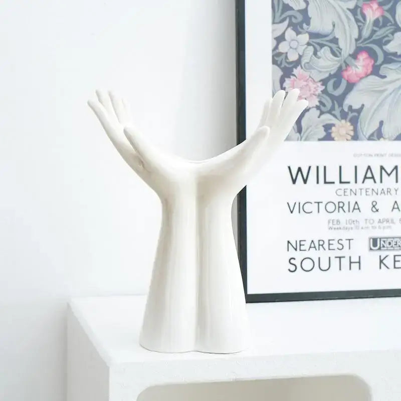 White Hand Resin Vase
