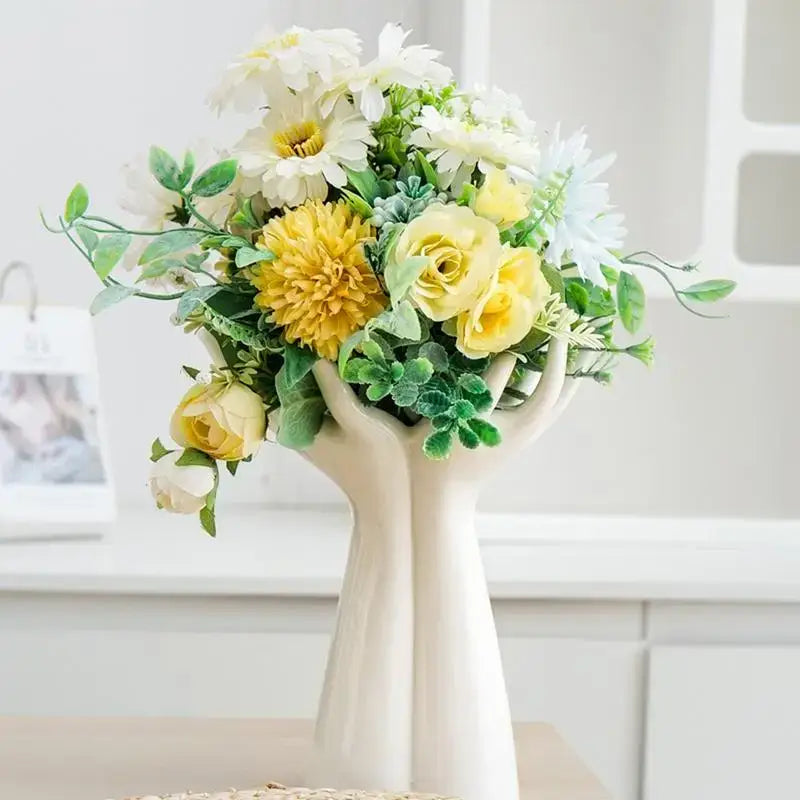 White Hand Resin Vase