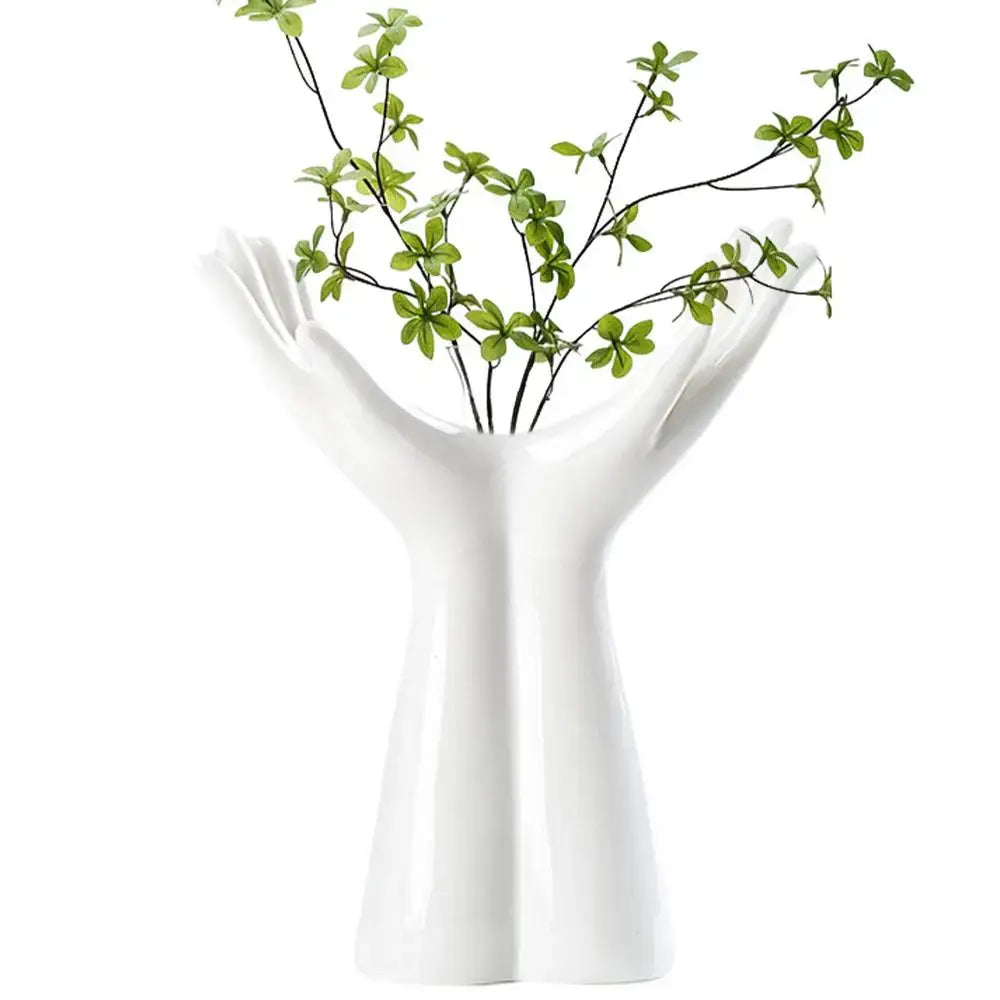White Hand Resin Vase
