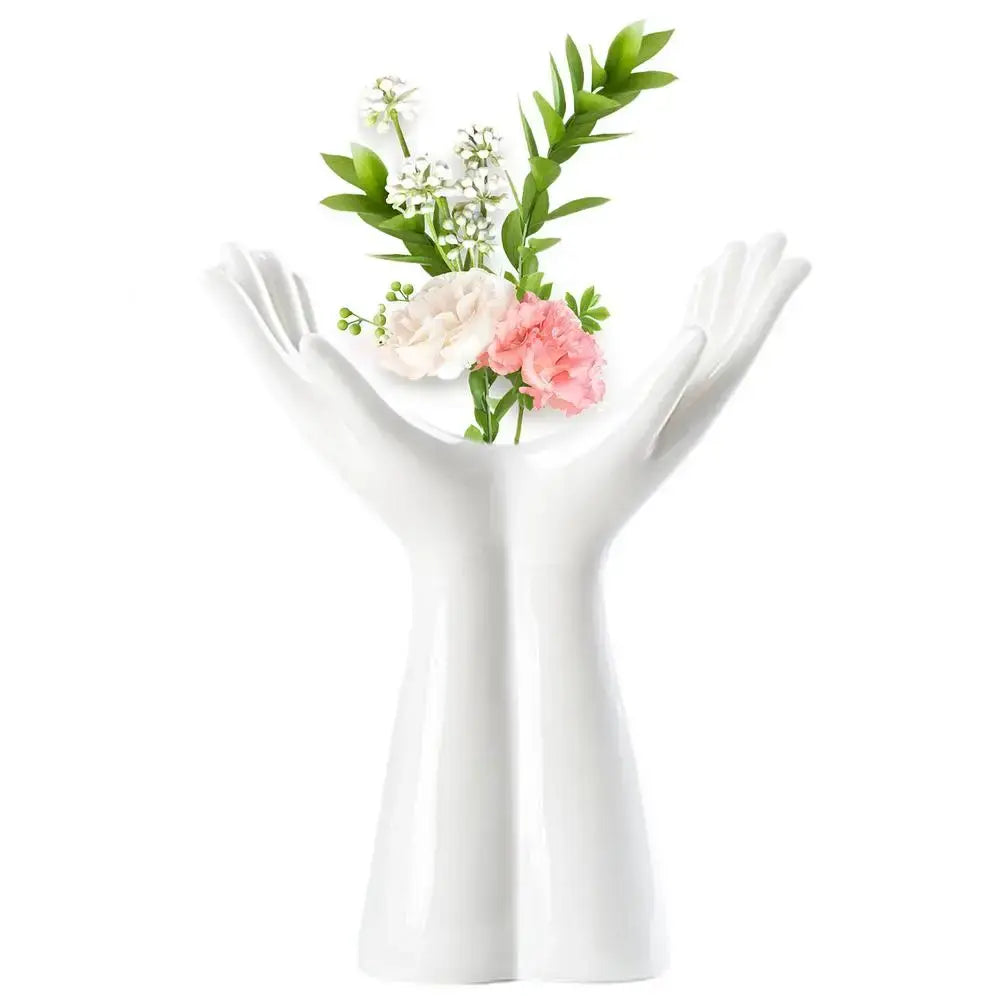 White Hand Resin Vase
