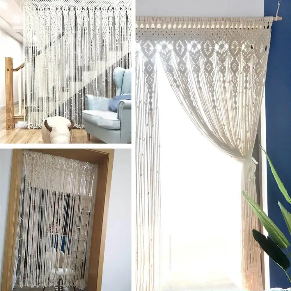 Cream Macrame Door Curtain
