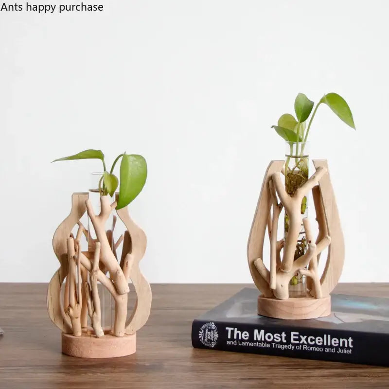 Handcrafted Wooden Glass Vase