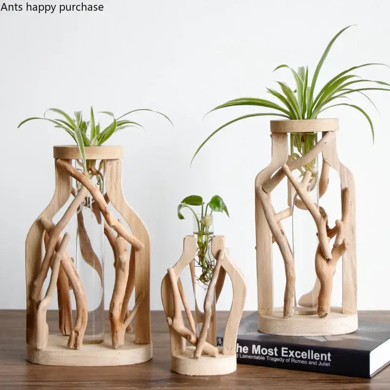 Handcrafted Wooden Glass Vase