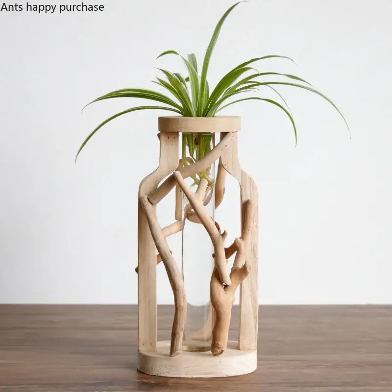 Handcrafted Wooden Glass Vase