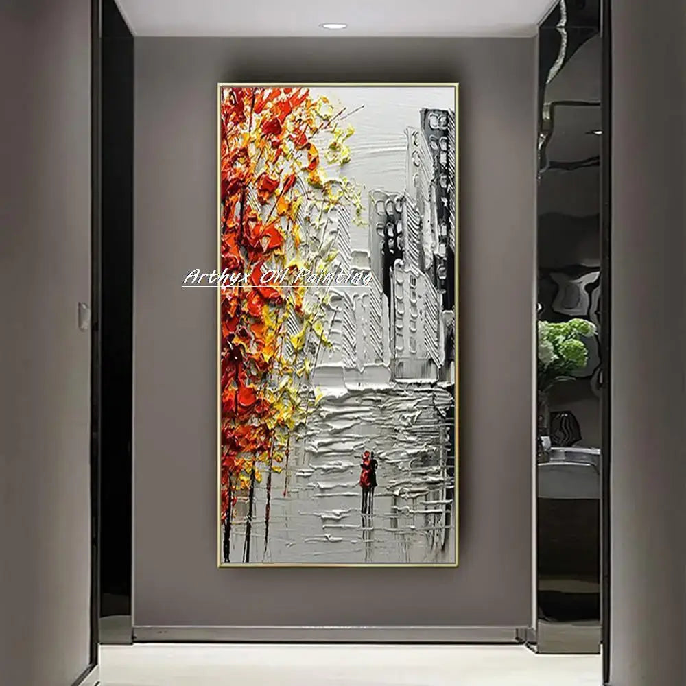 Autumn City Oil Painting