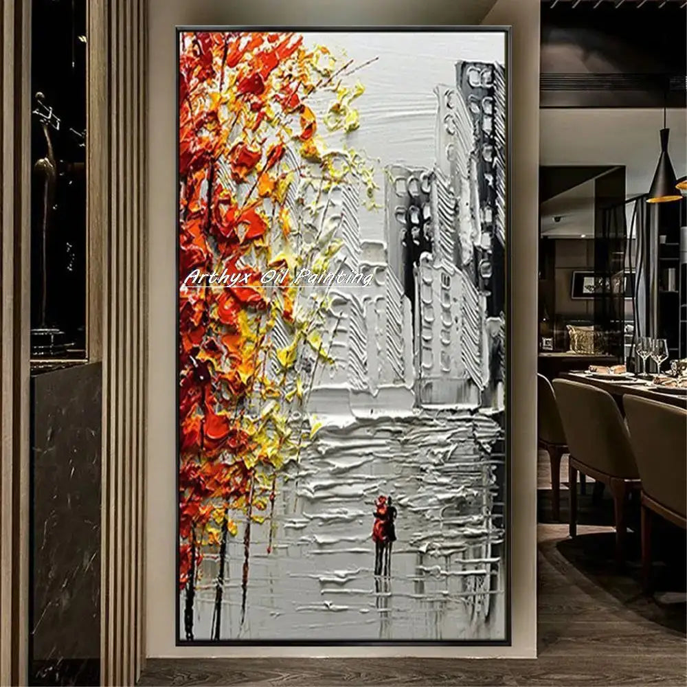 Autumn City Oil Painting