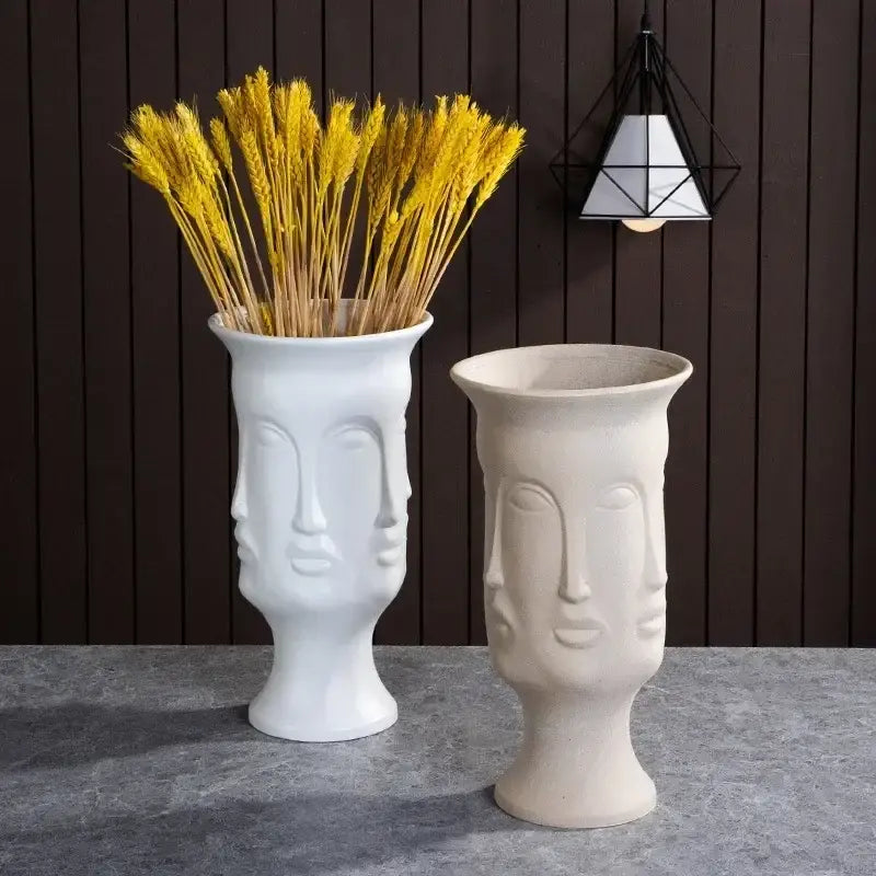 White Ceramic Face Vase