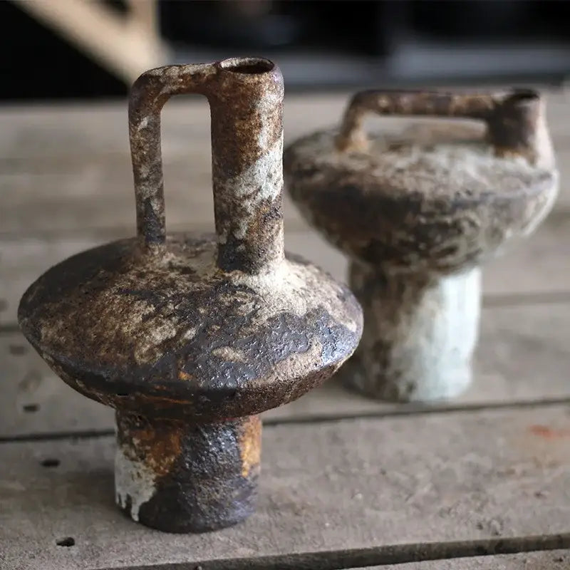 Brown Gray Ceramic Vase Set