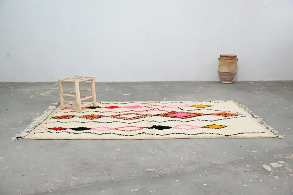 Cozy Soft Wool Beige Geometric Azilal Rug