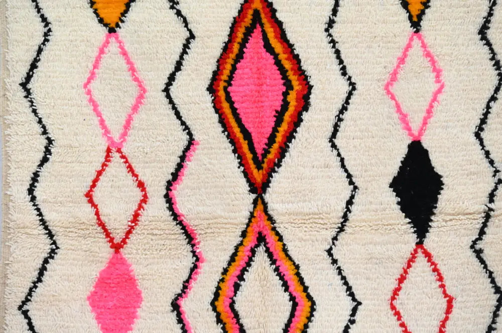Cozy Soft Wool Beige Geometric Azilal Rug