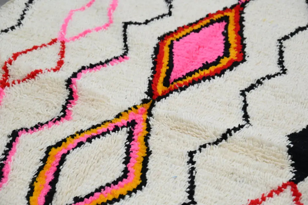 Cozy Soft Wool Beige Geometric Azilal Rug
