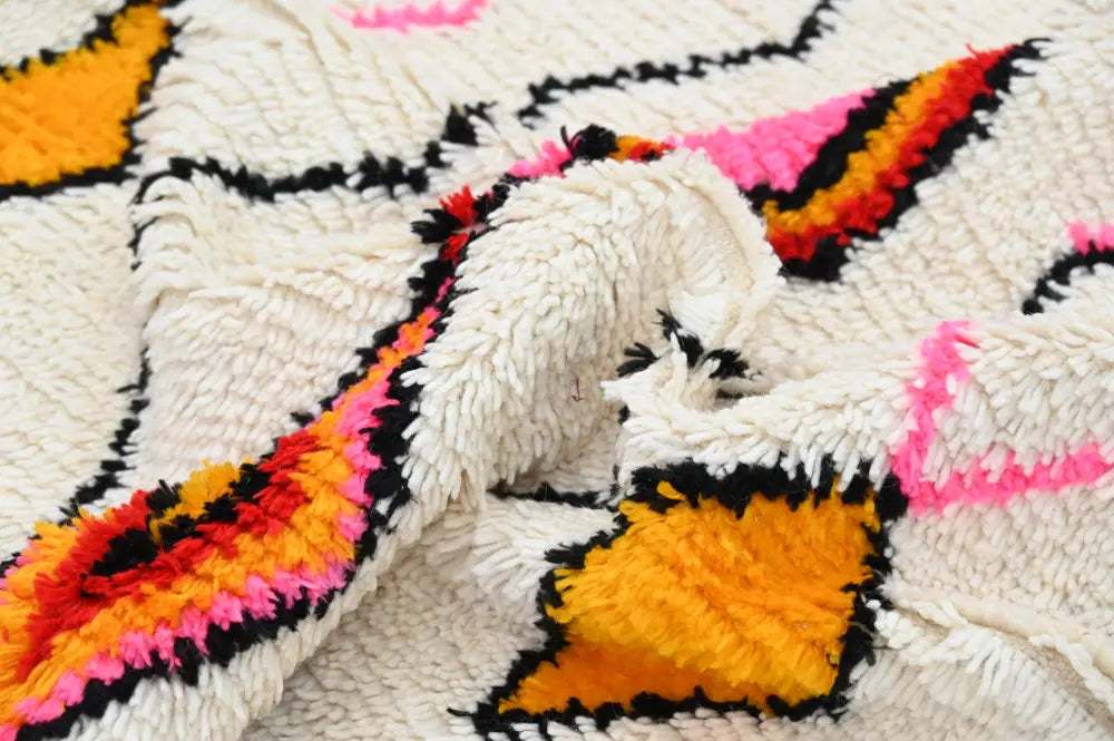Cozy Soft Wool Beige Geometric Azilal Rug