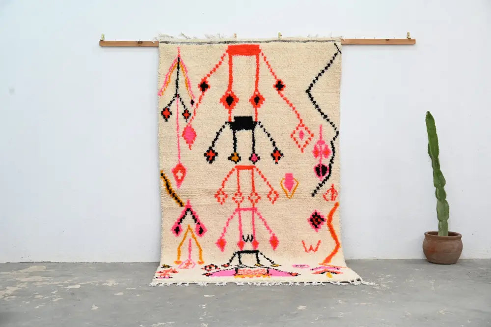 Beige Pink Moroccan Rug 245 x 141 cm