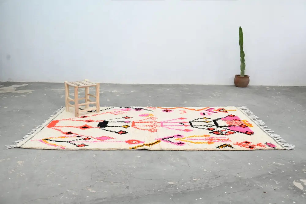 Beige Pink Moroccan Rug 245 x 141 cm