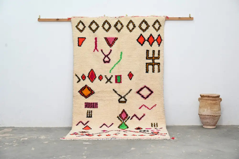 Beige Red Moroccan Rug