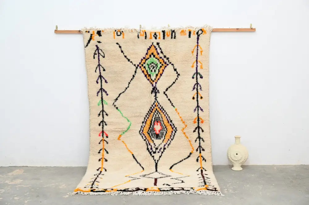 Beige Geometric Azilal Rug for Living Room