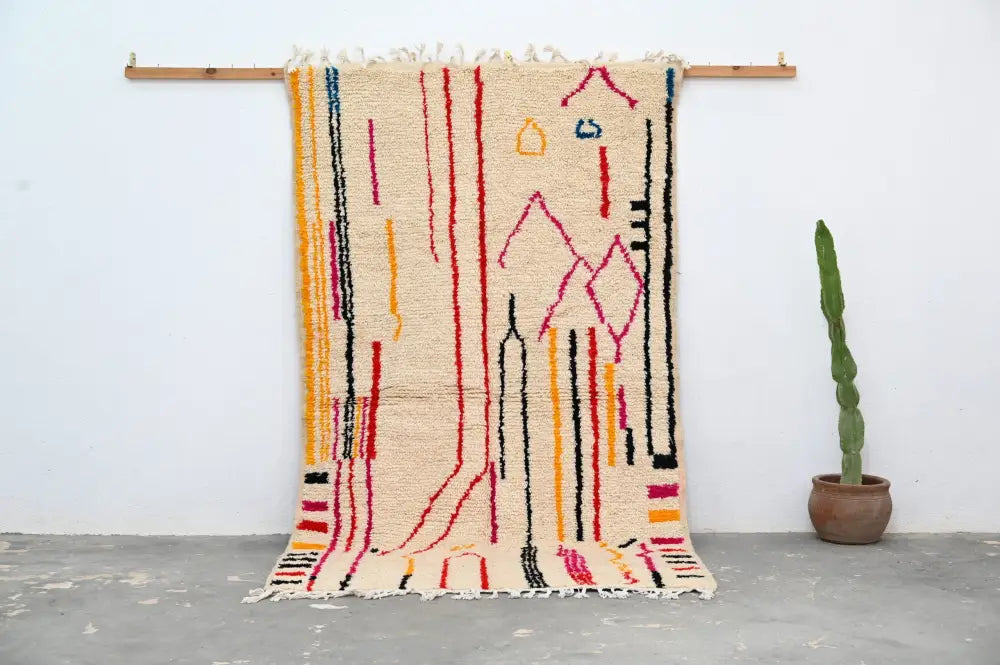 Beige Geometric Berber Pattern Azilal Rug