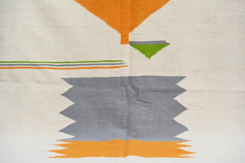 Beige Geometric Bedroom Rug
