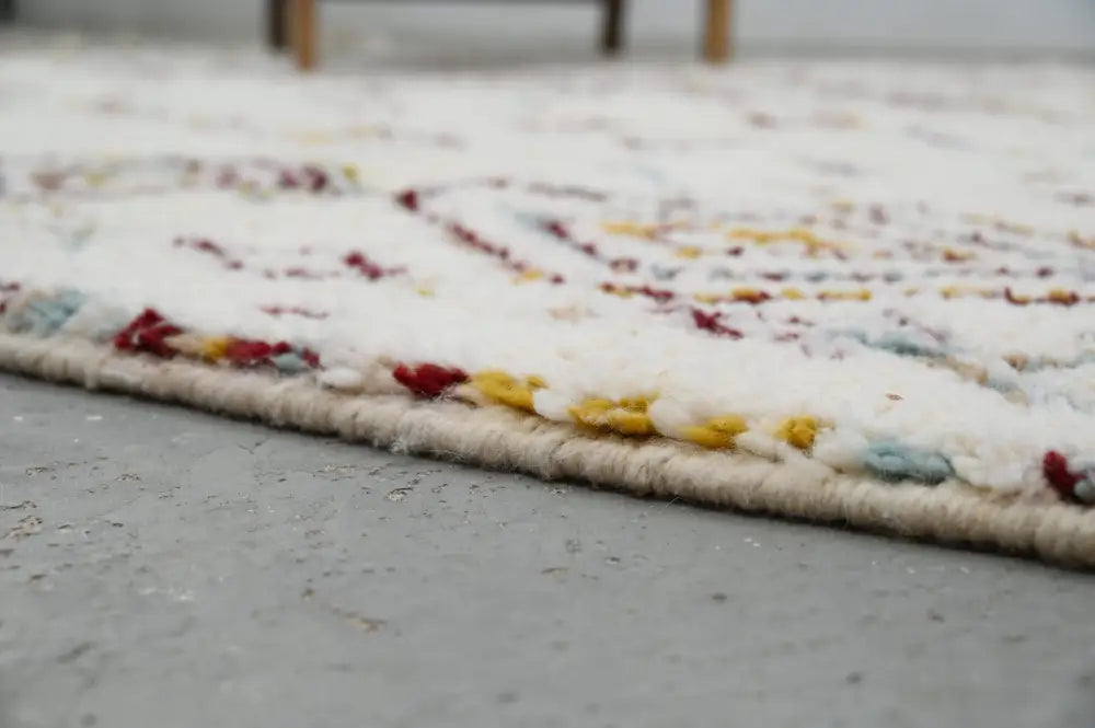 Cream Geometric Moroccan Carpet