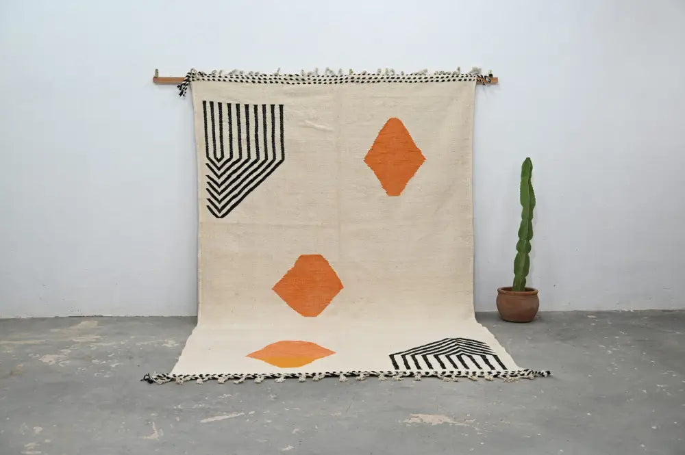 Beige Orange Moroccan Rug