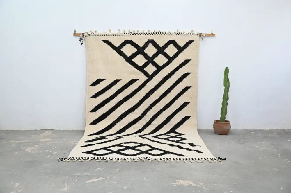 Beige Black Wool Rug