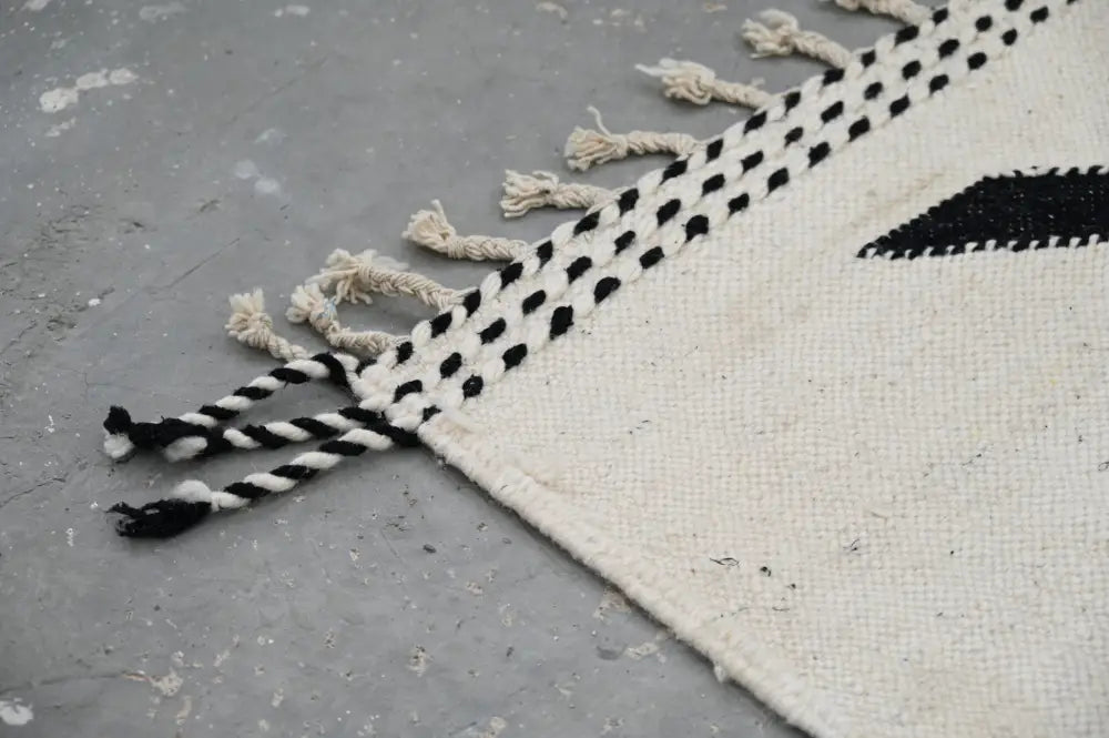 Beige Black Wool Rug