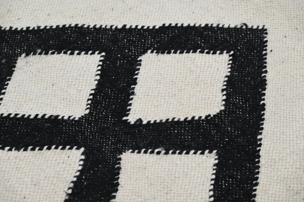 Beige Black Wool Rug