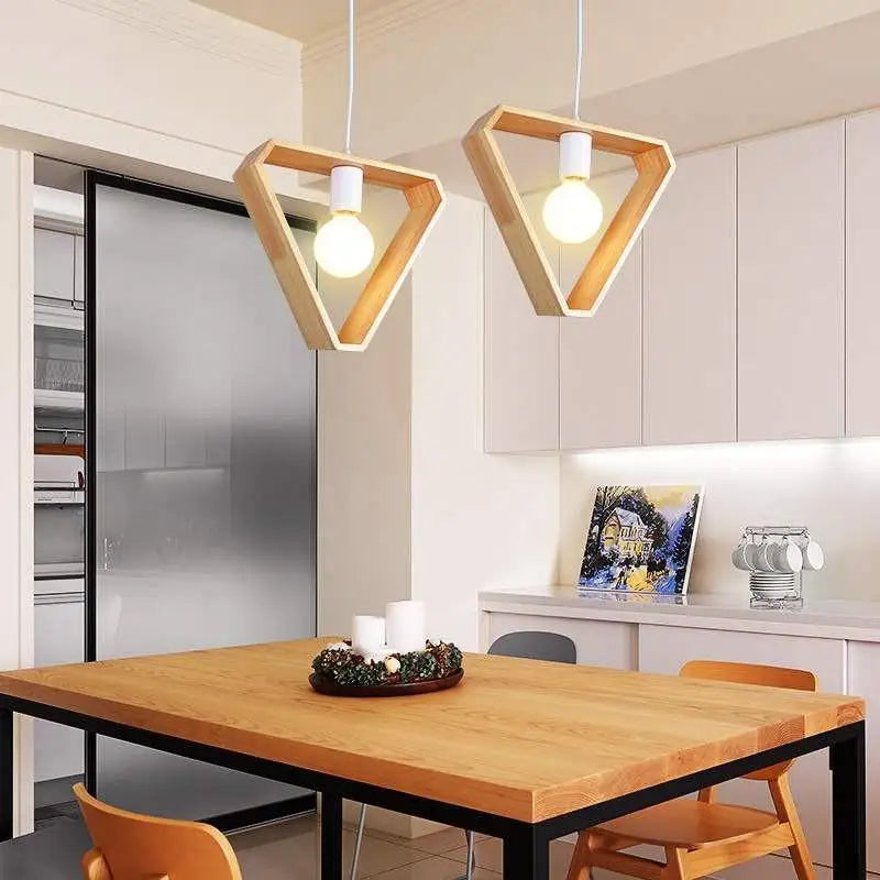 Triangular Wooden Pendant Lights