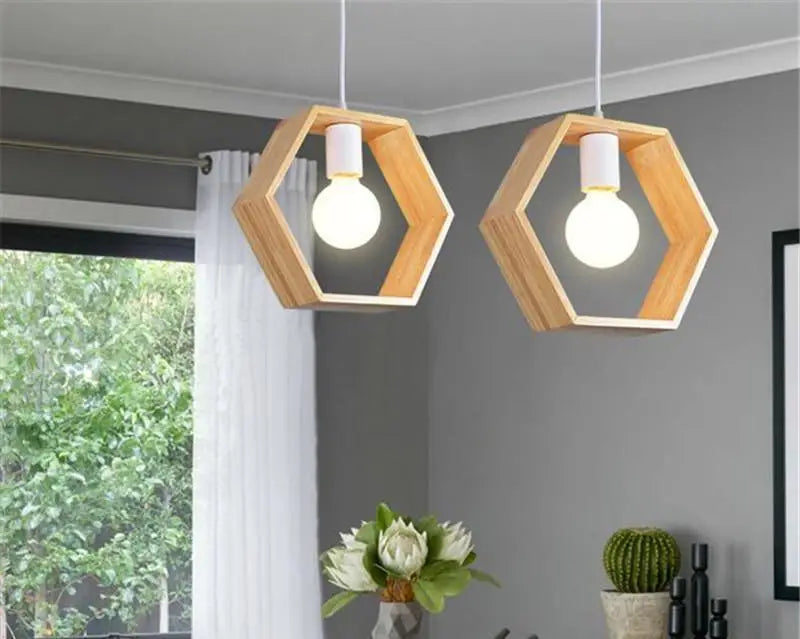 Triangular Wooden Pendant Lights