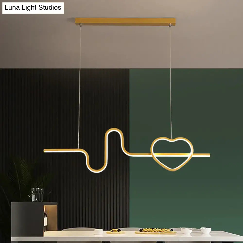 Gold Heart Line Pendant Light