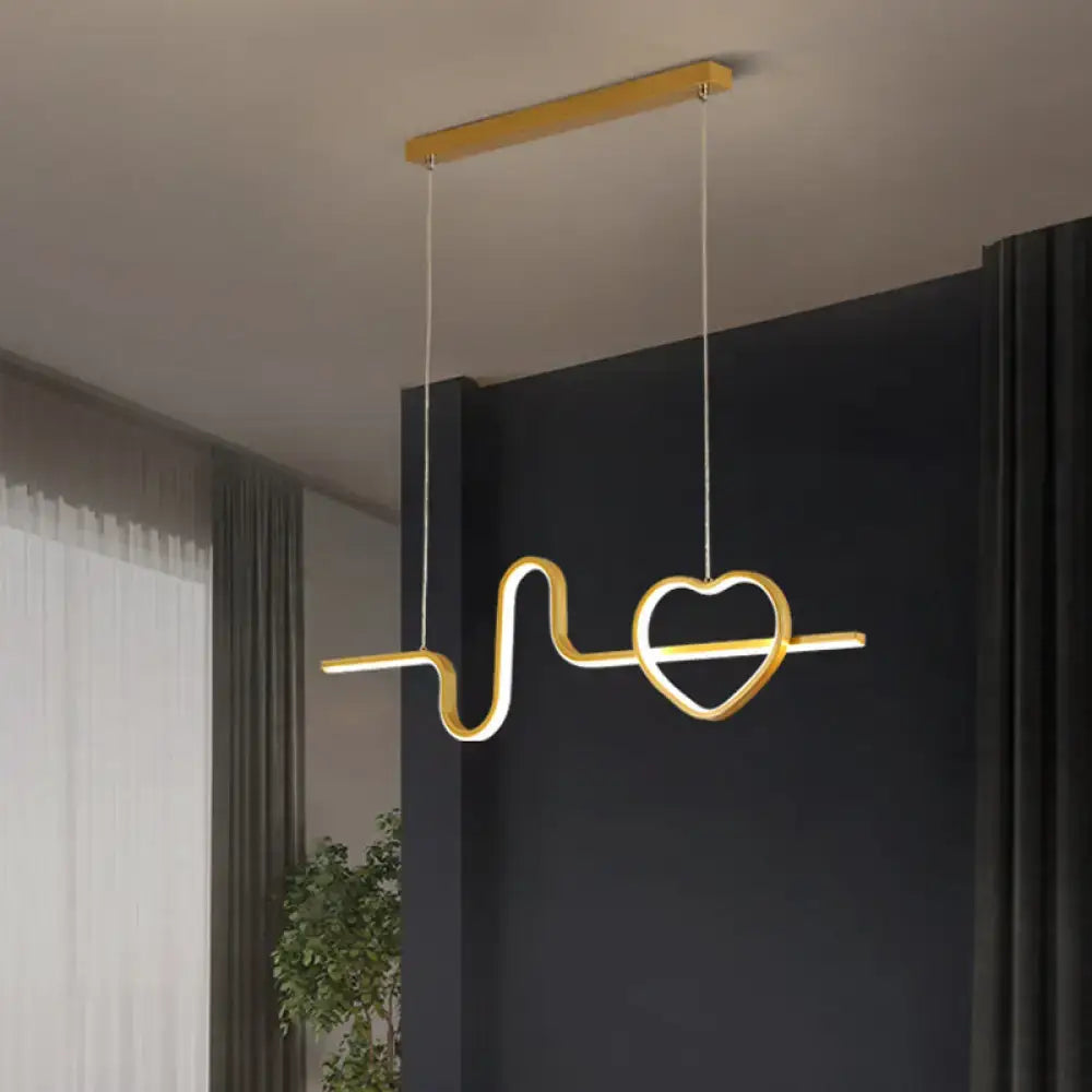 Gold Heart Line Pendant Light