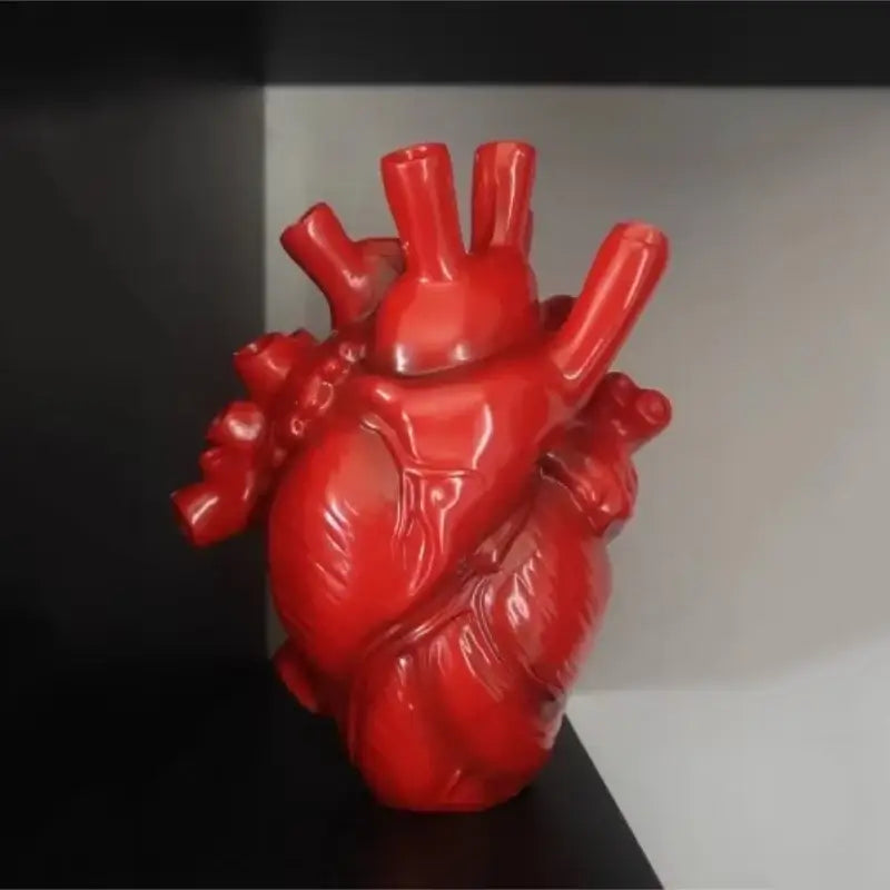 Red Resin Heart Vase