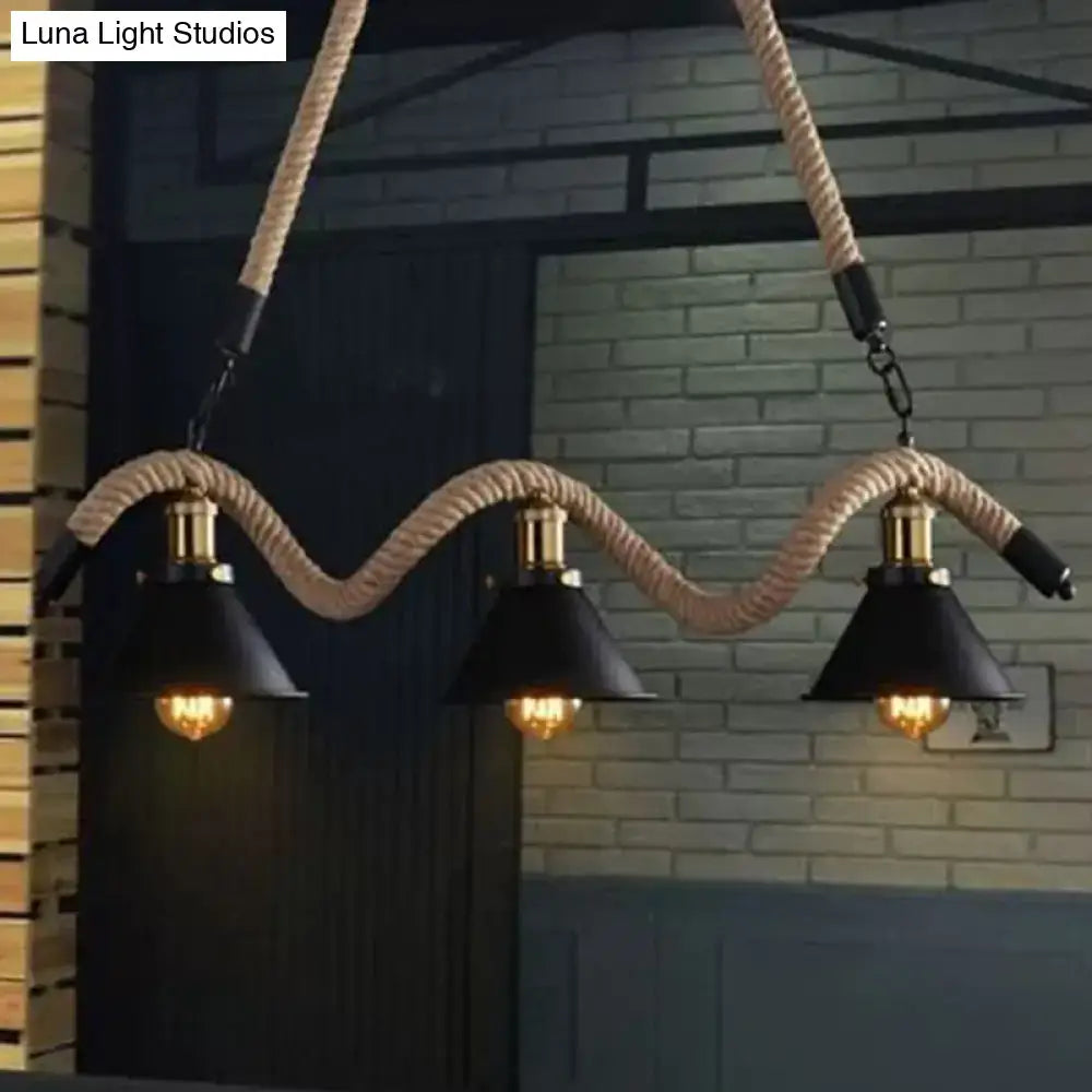 Black Hemp Rope Pendant Lamp