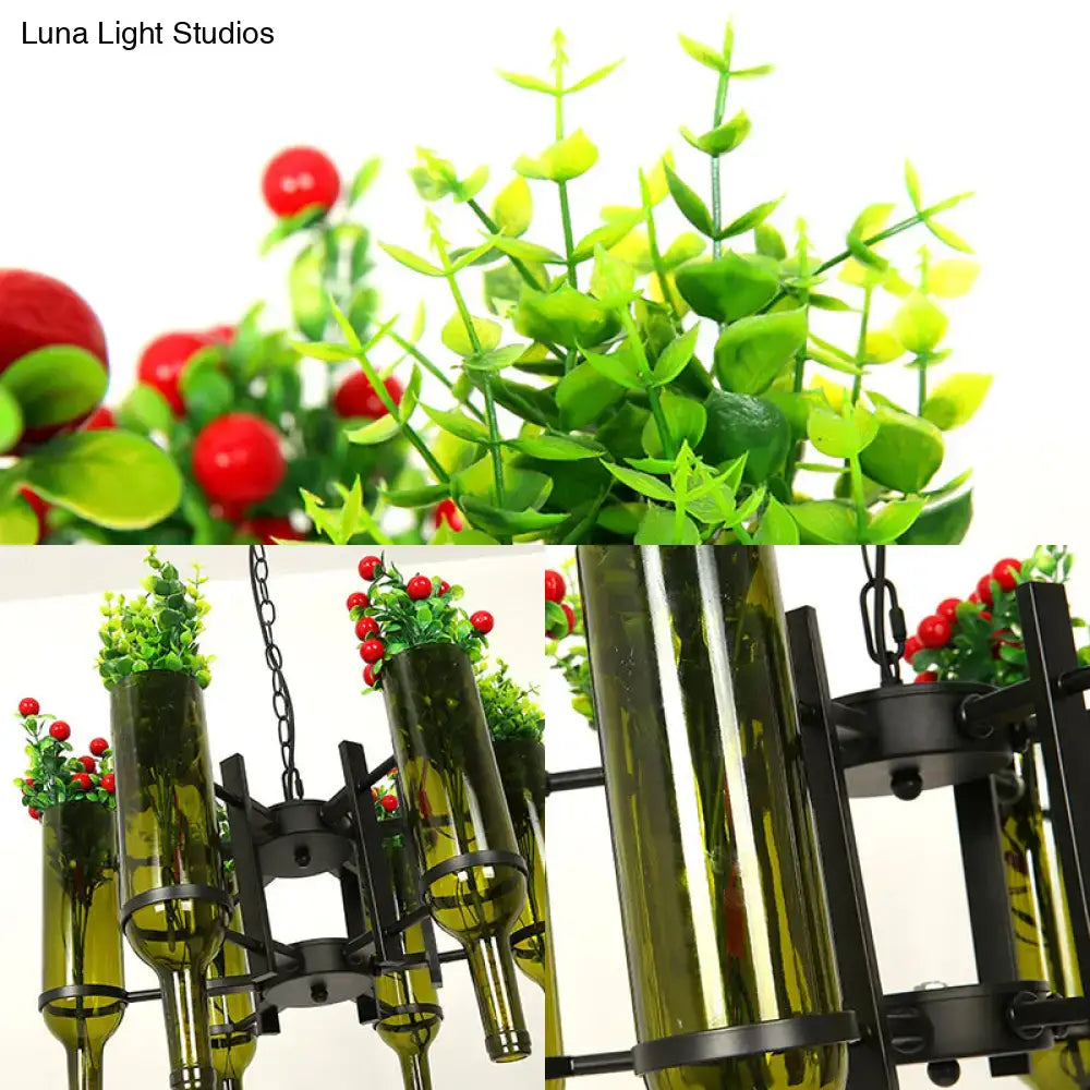 Green Glass Bottle Chandelier