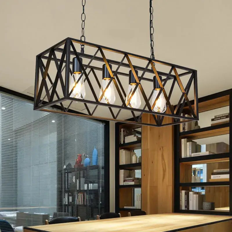Black Lattice Industrial Pendant