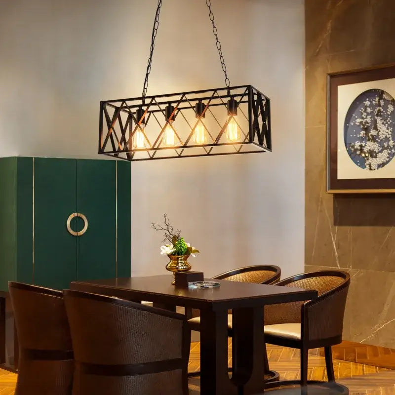 Black Lattice Industrial Pendant
