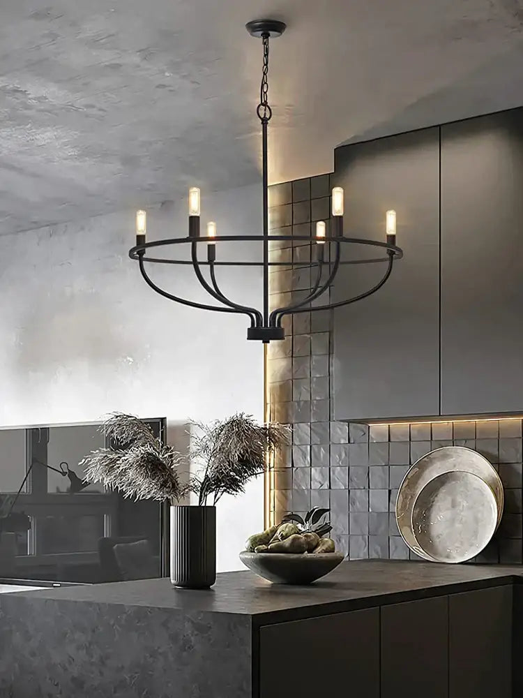 Black Iron Industrial Chandelier
