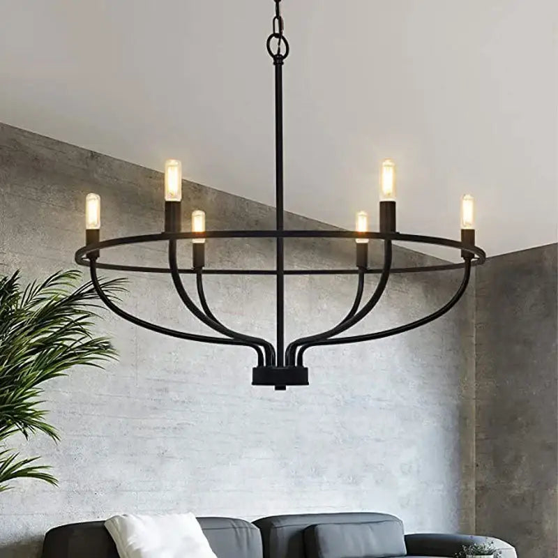 Black Iron Industrial Chandelier
