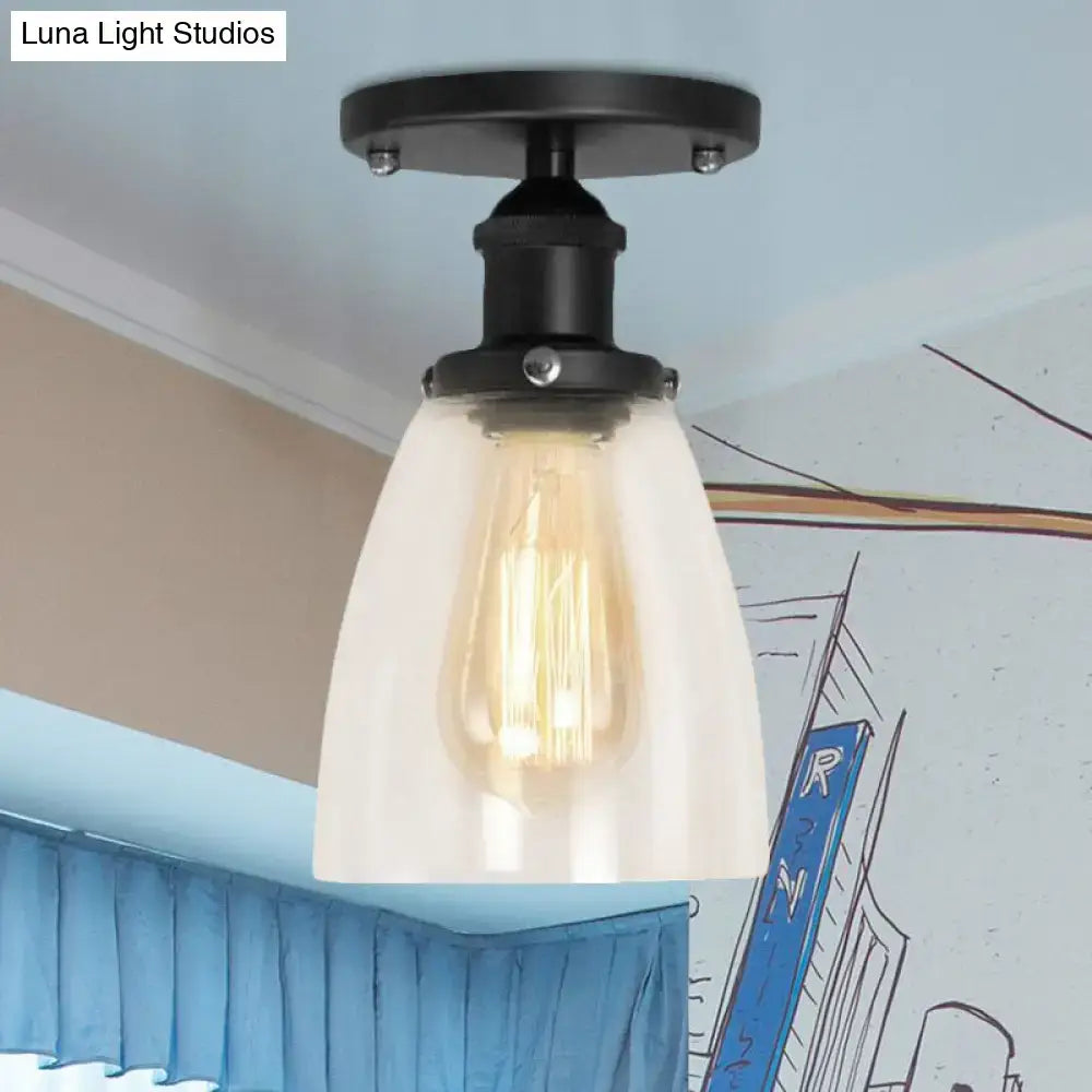 Black Glass Semi Flush Light