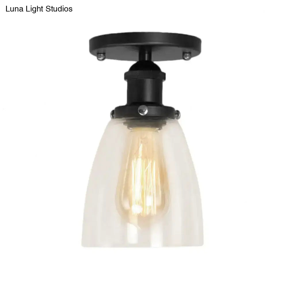 Black Glass Semi Flush Light