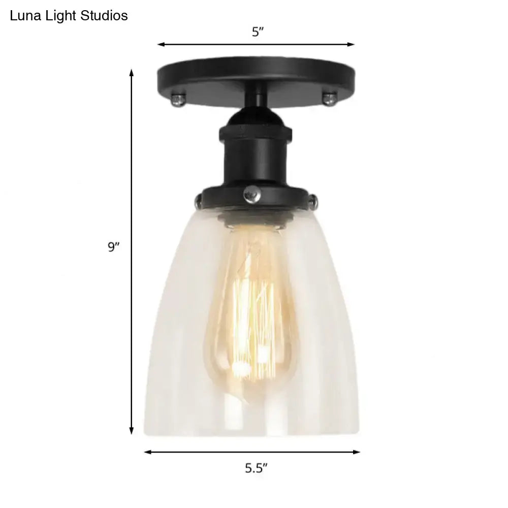 Black Glass Semi Flush Light