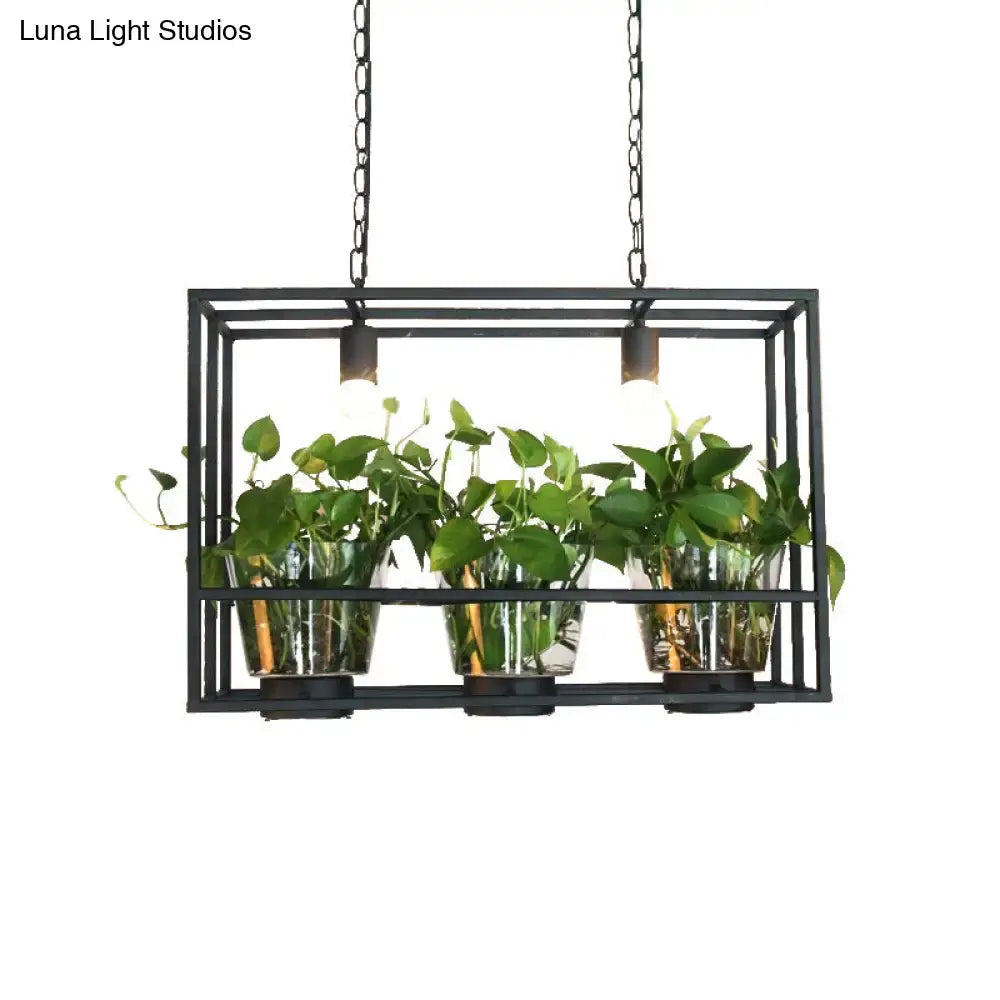 Black Iron Glass Pendant