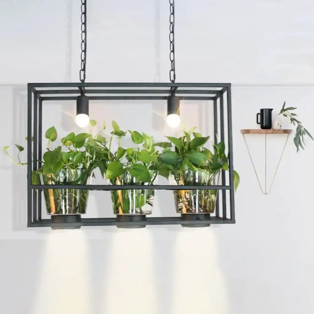 Black Iron Glass Pendant