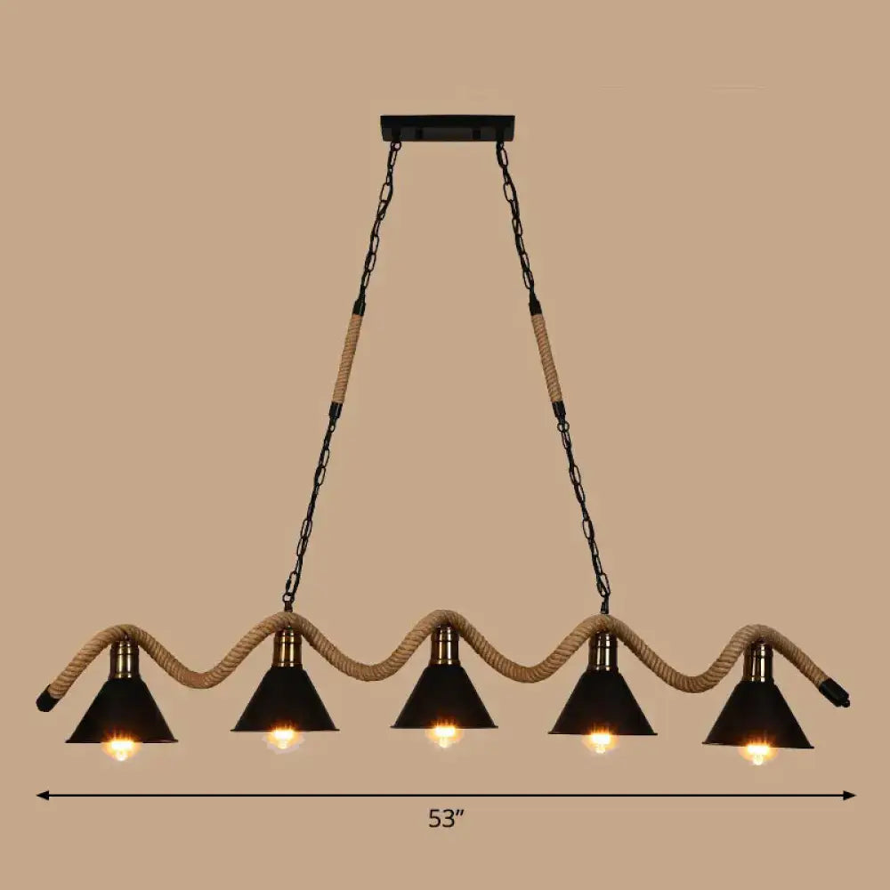 Black Matte Twisted Rope Pendant Light